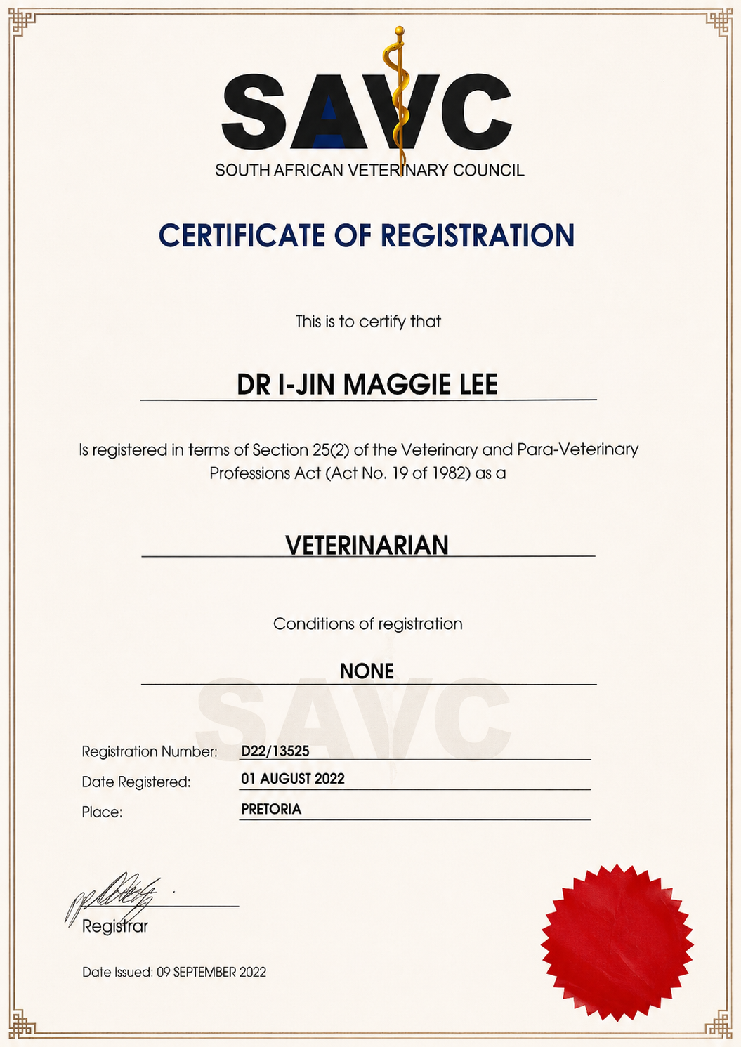 Dr. I-Jin Maggie Lee (BVSc, CVA)
